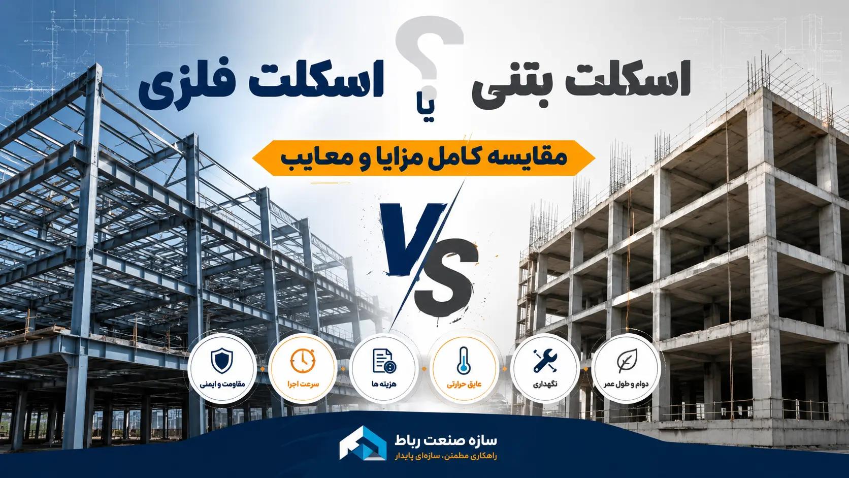 اسکلت فلزی یا بتنی؟ مقایسه کامل مزایا و معایب | سازه صنعت رباط